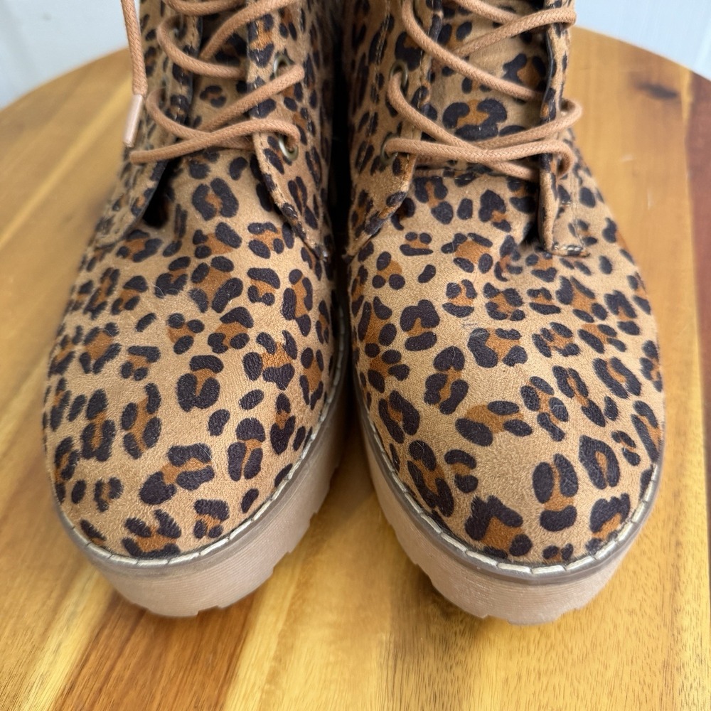 Dirty Laundry Mazzy Cheetah Combat Boots Women's Size 8 Grunge Boho Mobwife - Picture 5 of 12